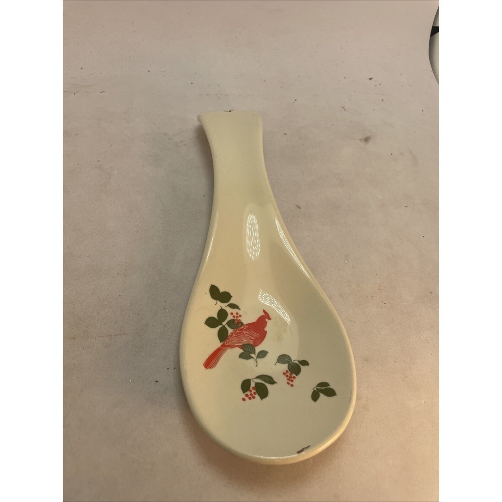 Otagiri Christmas Holly & Cardinal Porcelain Spoon Rest EUC